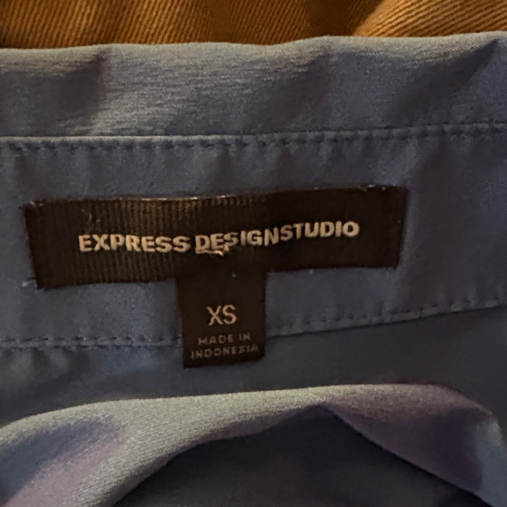 Express Blue Iridescent Ruffle Blouse - Picture 8 of 8